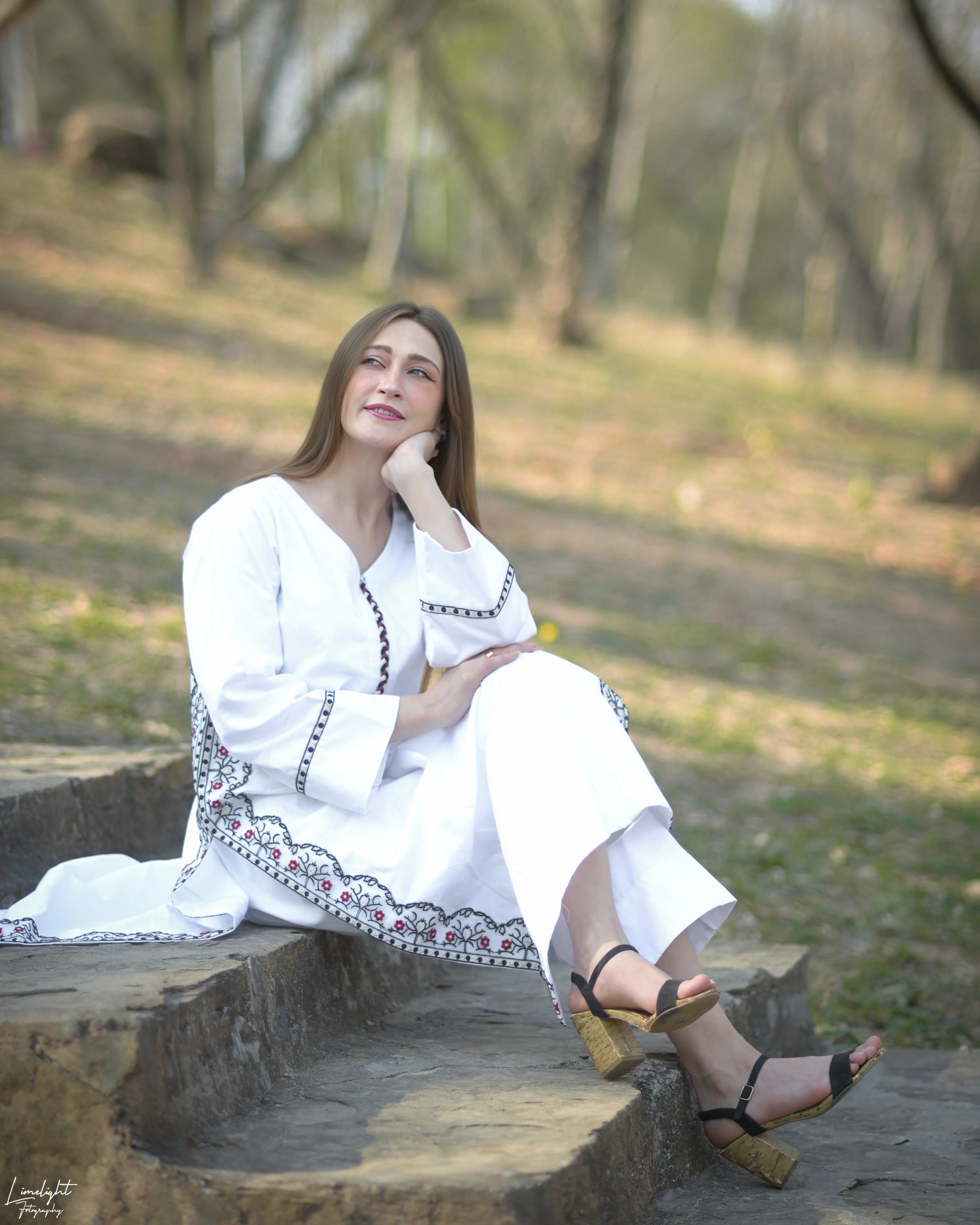 Premium Cotton Embroidered Striped Long Co-Ord Set
