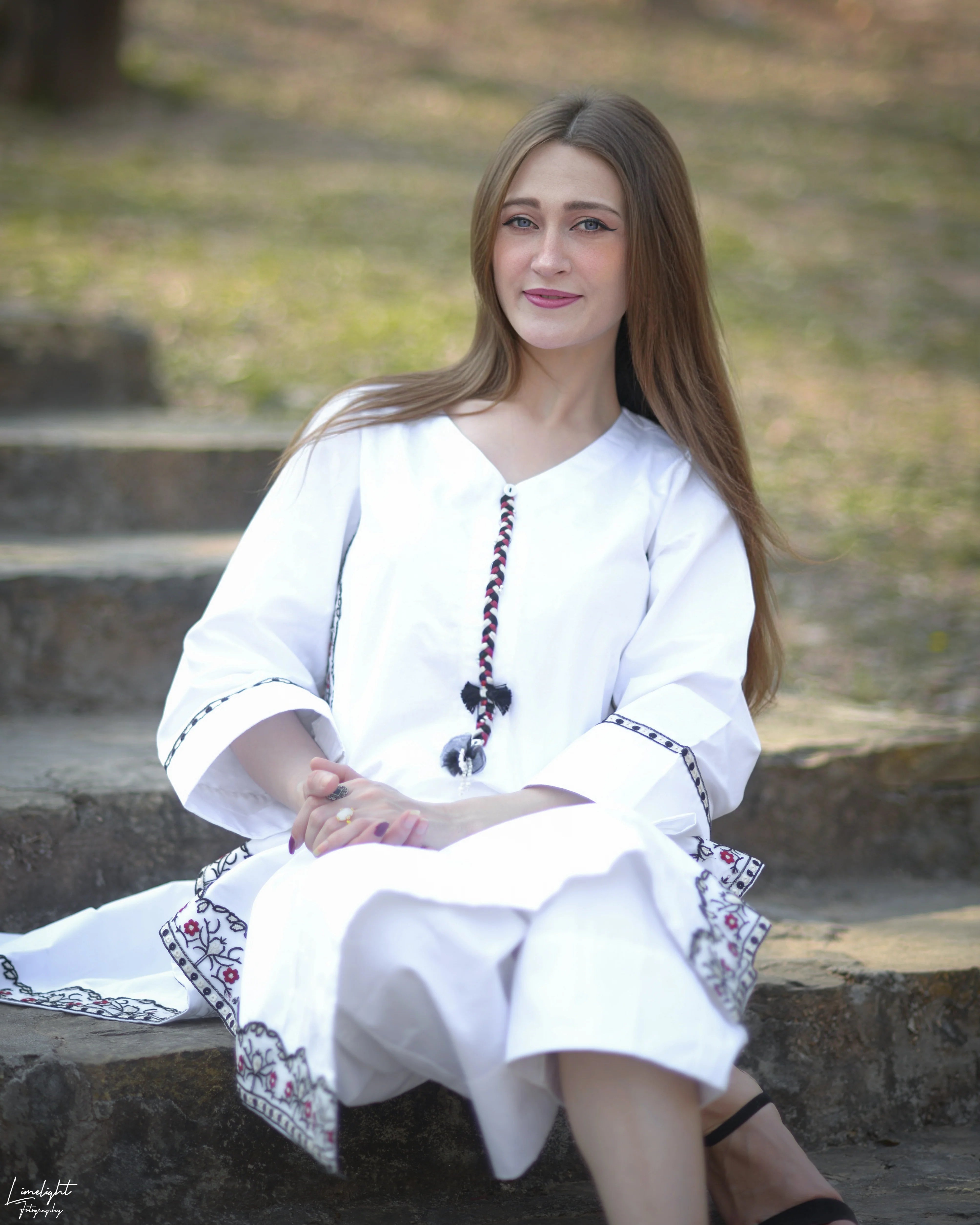 Premium Cotton Embroidered Striped Long Co-Ord Set