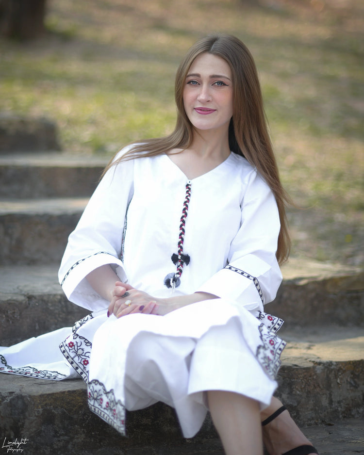 Premium Cotton Embroidered Striped Long Co-Ord Set - Urban Cut
