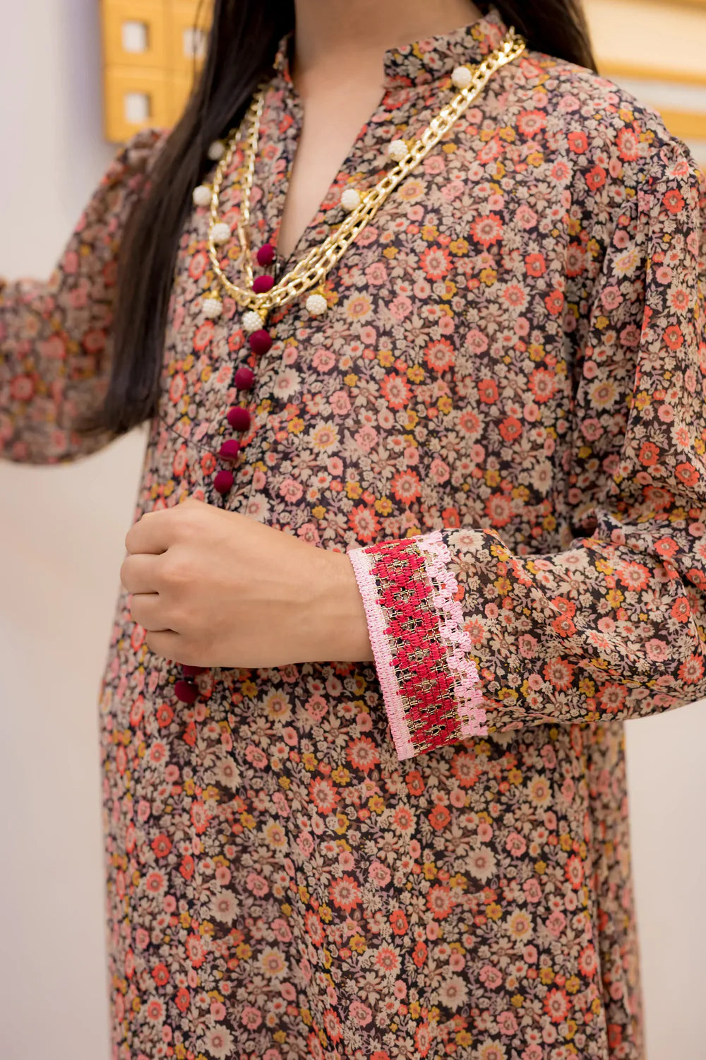 Multicolor Floral Print Long Frock -  Shadeforteen
