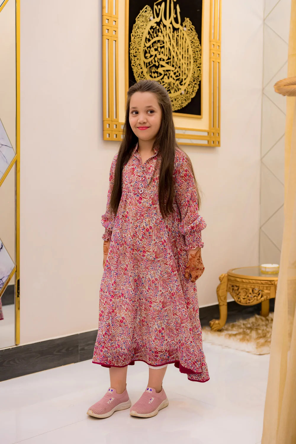 Multicolor Floral 2 Piece Kalidar Frock - Shadeforteen