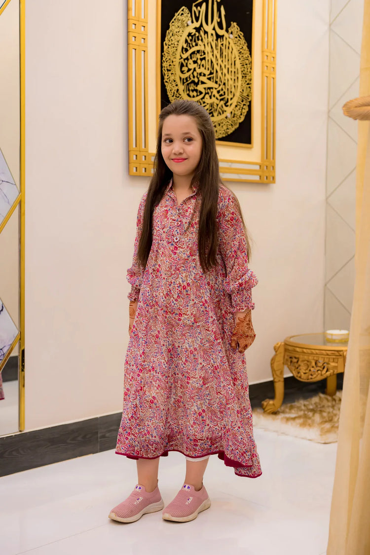 Multicolor Floral 2 Piece Kalidar Frock - Shadeforteen