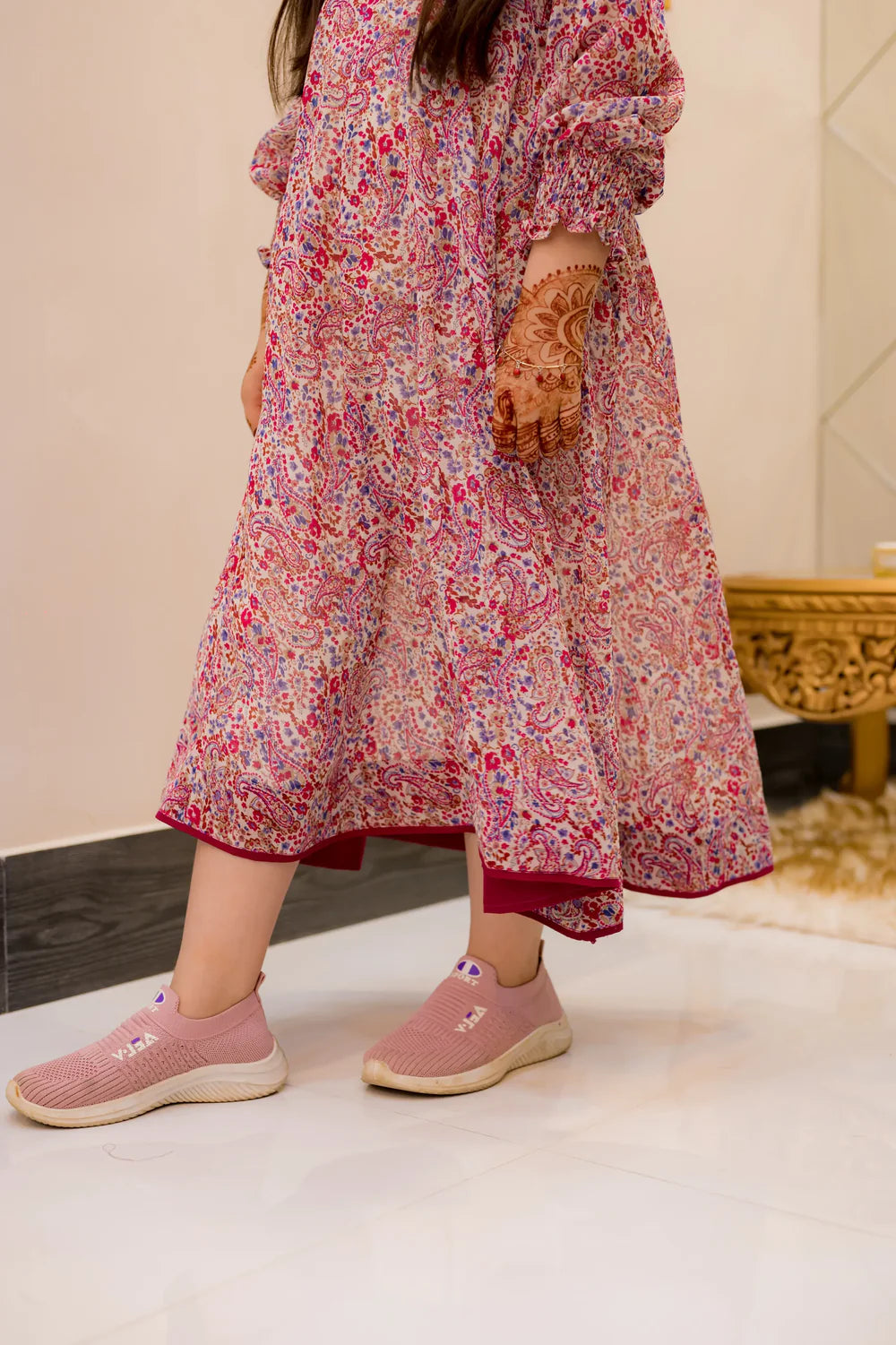 Multicolor Floral 2 Piece Kalidar Frock - Shadeforteen