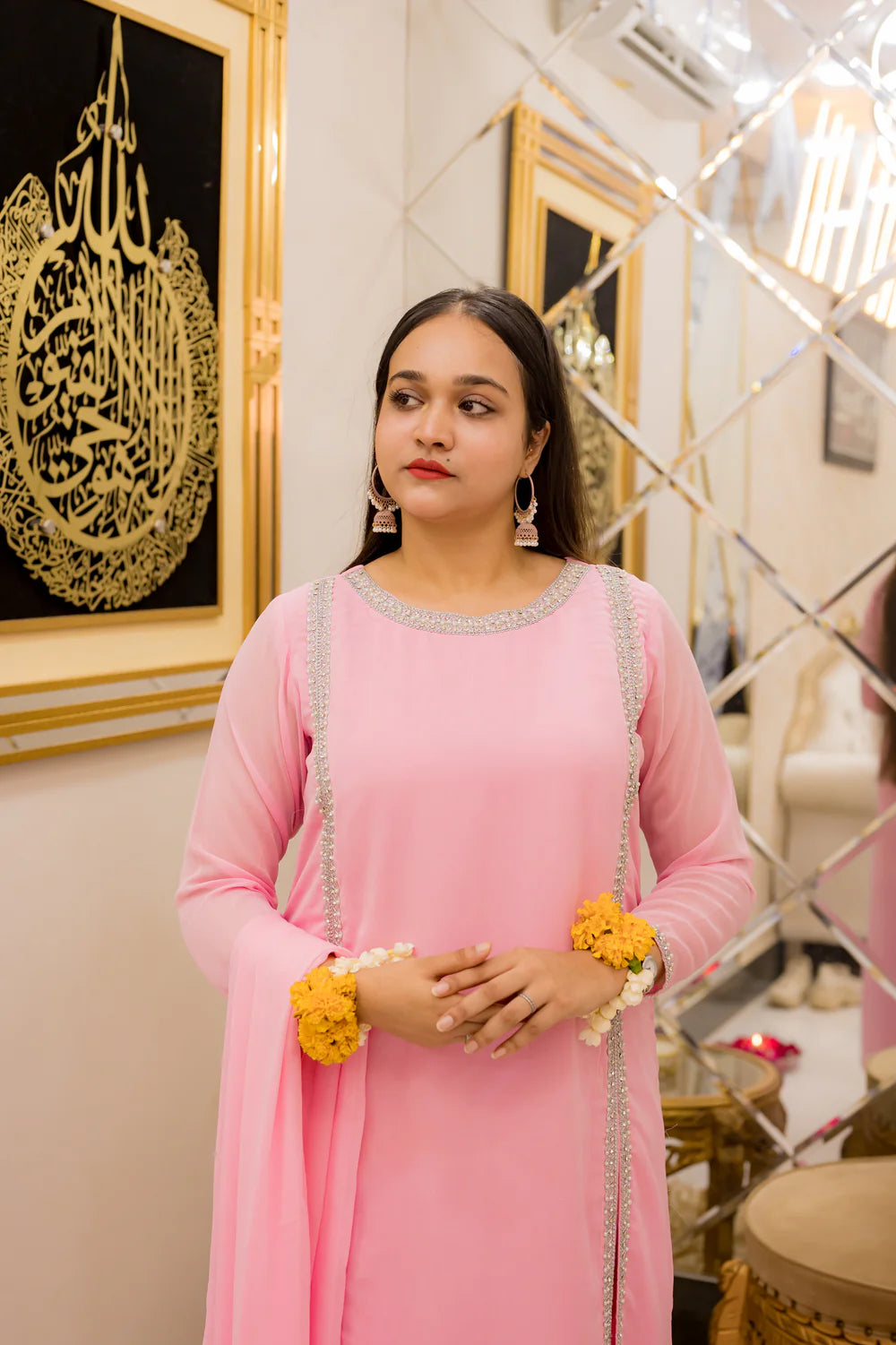 Pink 3 Piece Georgette Suit  - Shadeforteen