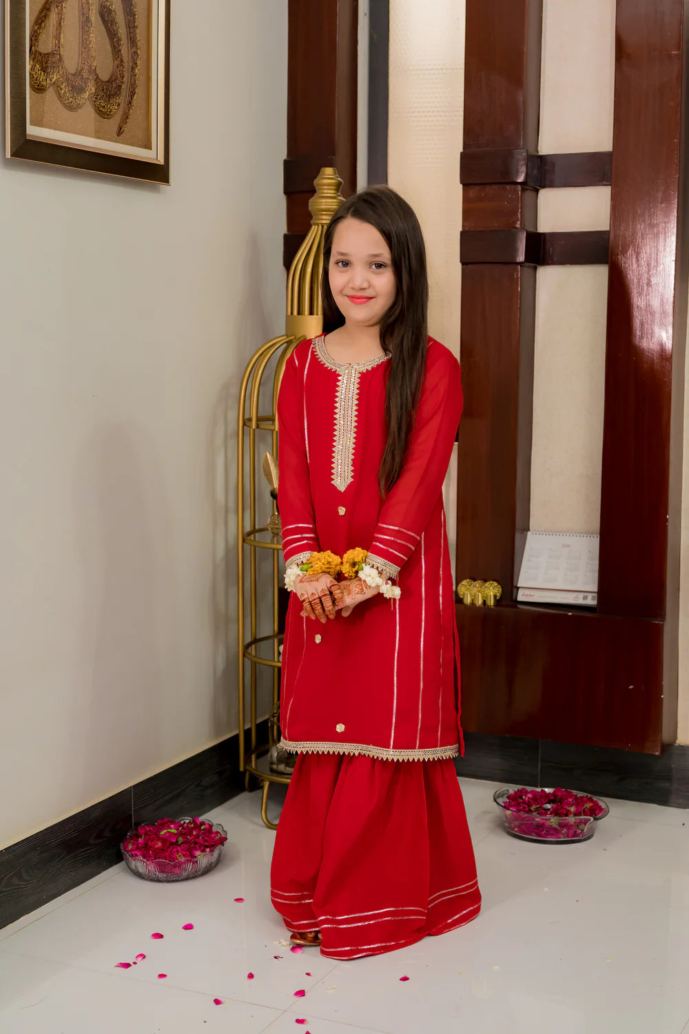 Red Georgette Suit With Gharara - Shadeforteen