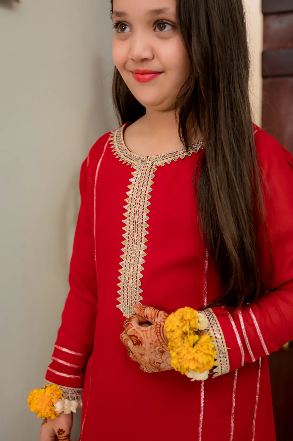 Red Georgette Suit With Gharara - Shadeforteen