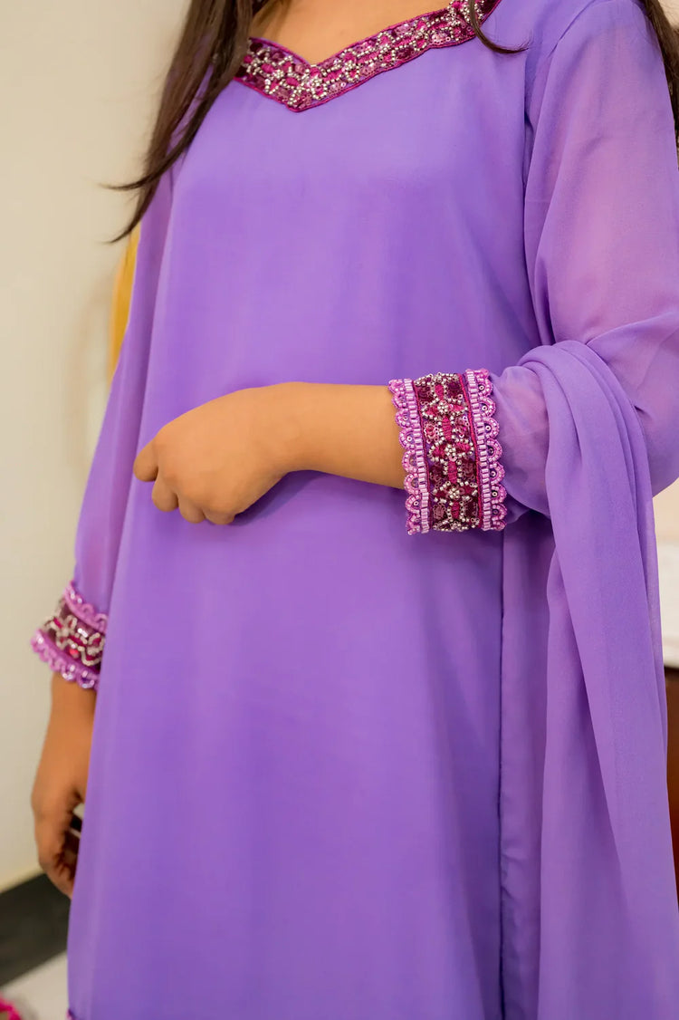 Lavender Embellished Georgette Suit - Shadeforteen
