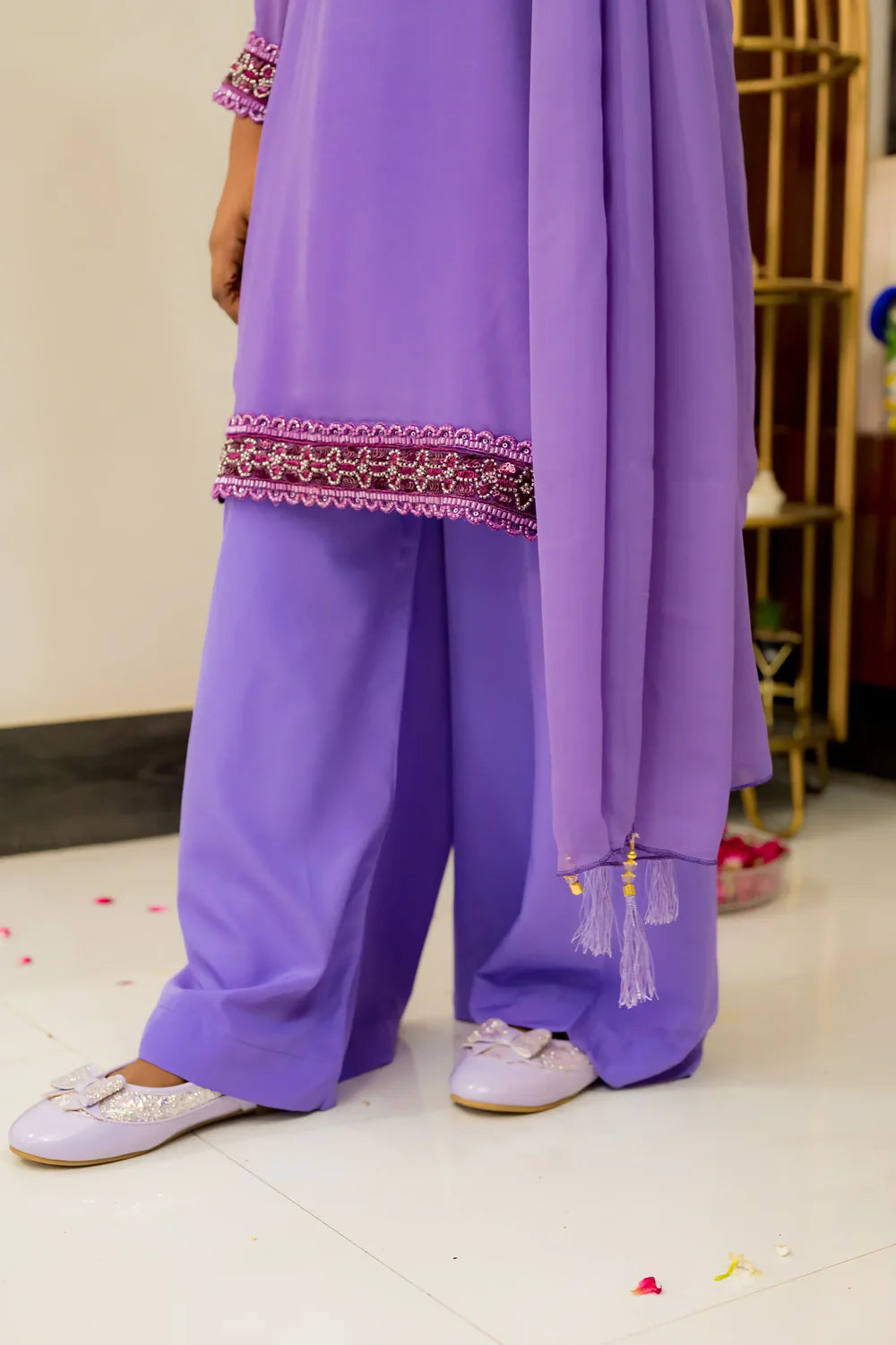 Lavender Embellished Georgette Suit - Shadeforteen