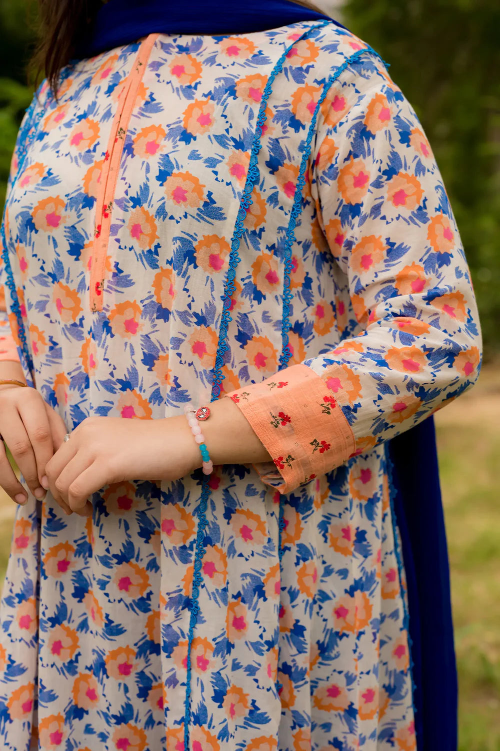 Cotton Crape Floral 3 Piece Air Line Shirt - Shadeforteen