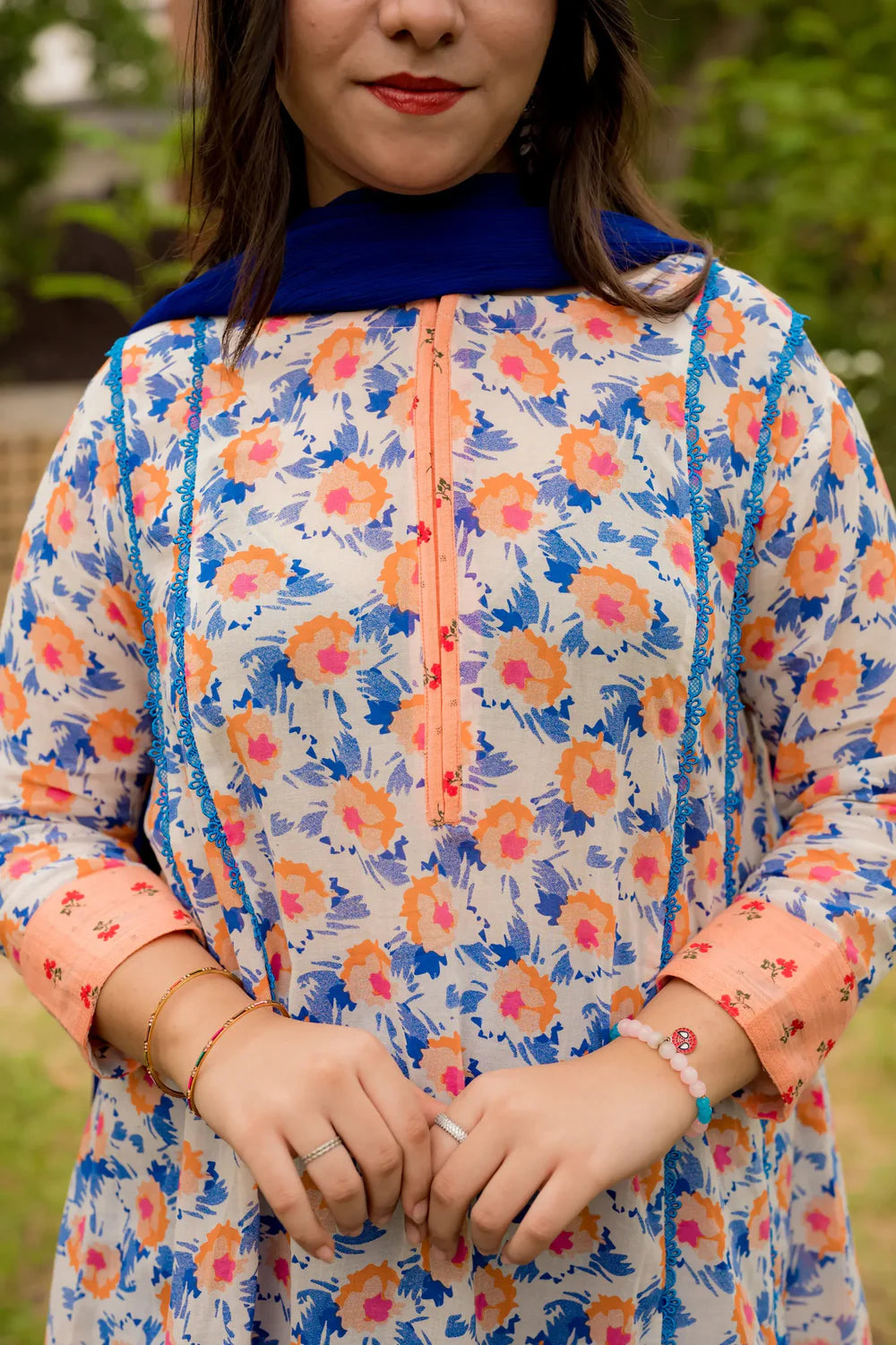 Cotton Crape Floral 3 Piece Air Line Shirt - Shadeforteen