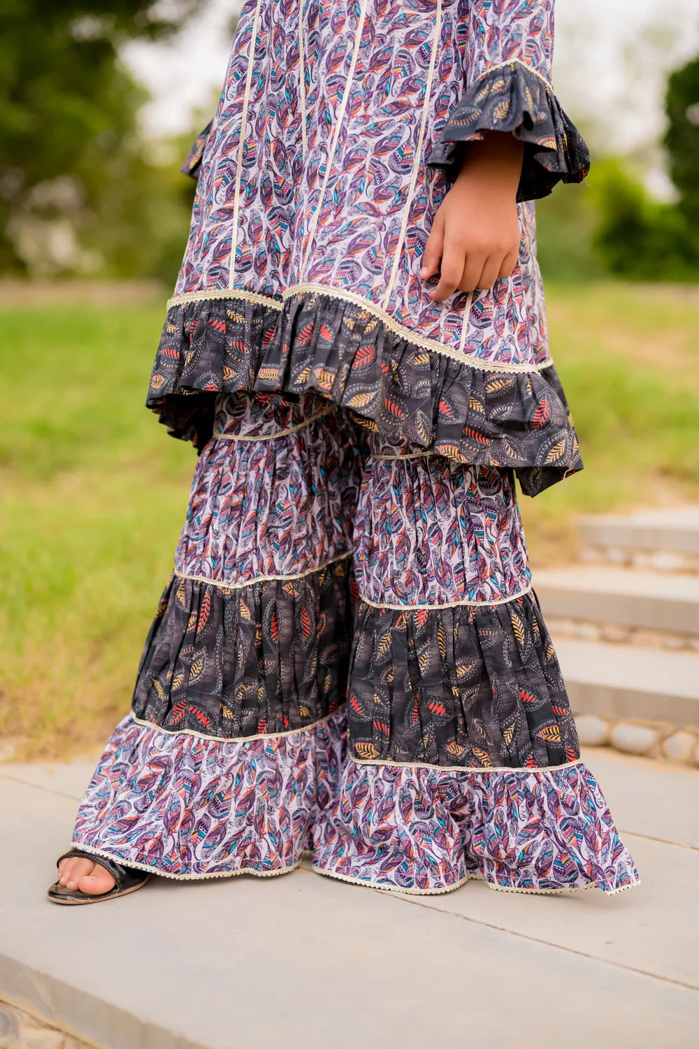 Floral Print Digital Lawn With Gharara - Shadeforteen