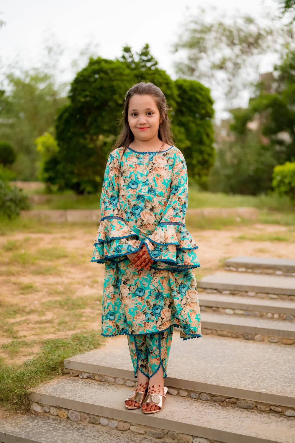 Floral Digital Print Sea Green -  Shadeforteen