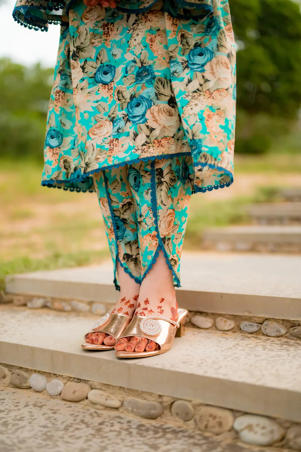 Floral Digital Print Sea Green -  Shadeforteen