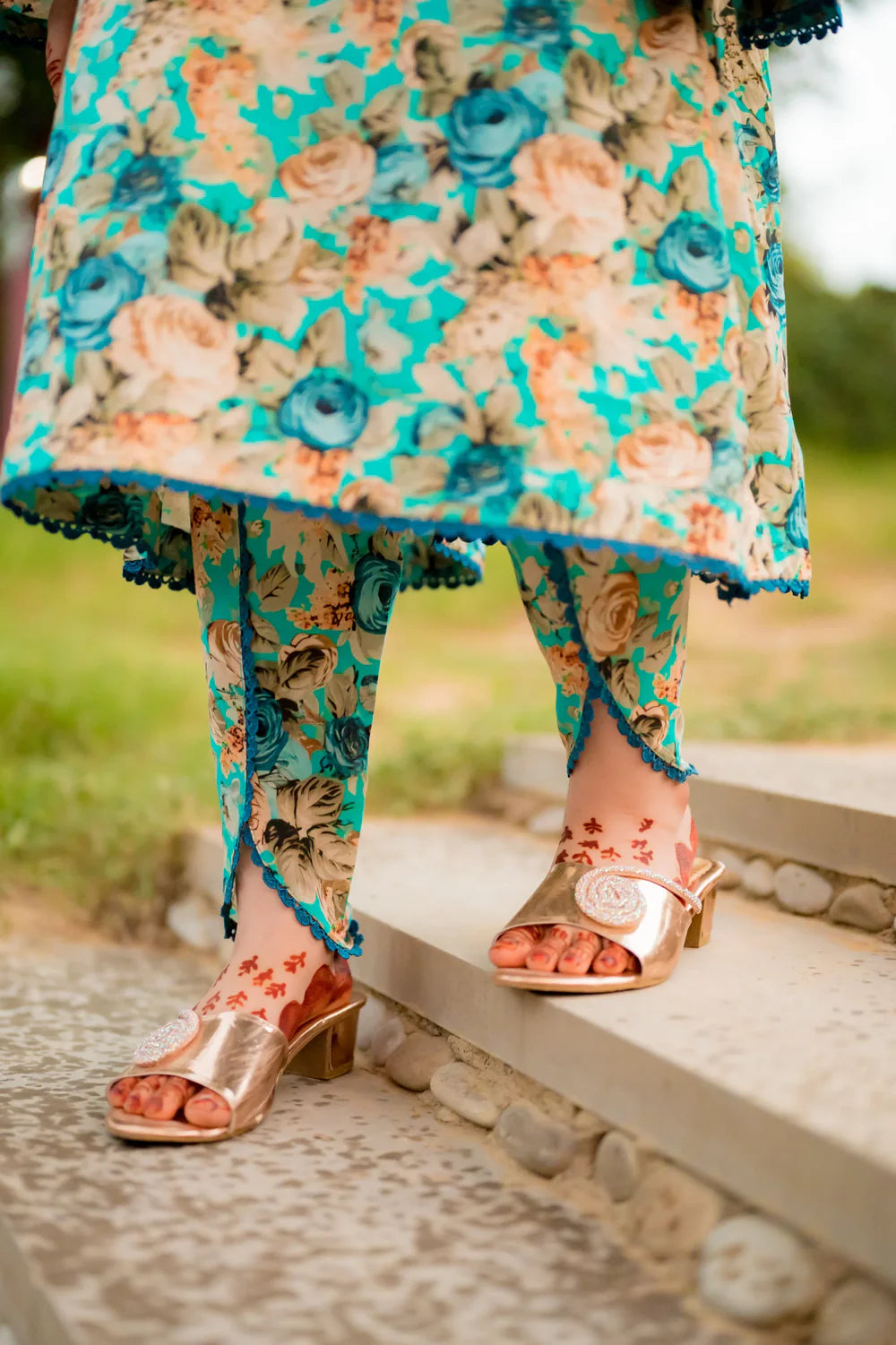Floral Digital Print Sea Green -  Shadeforteen