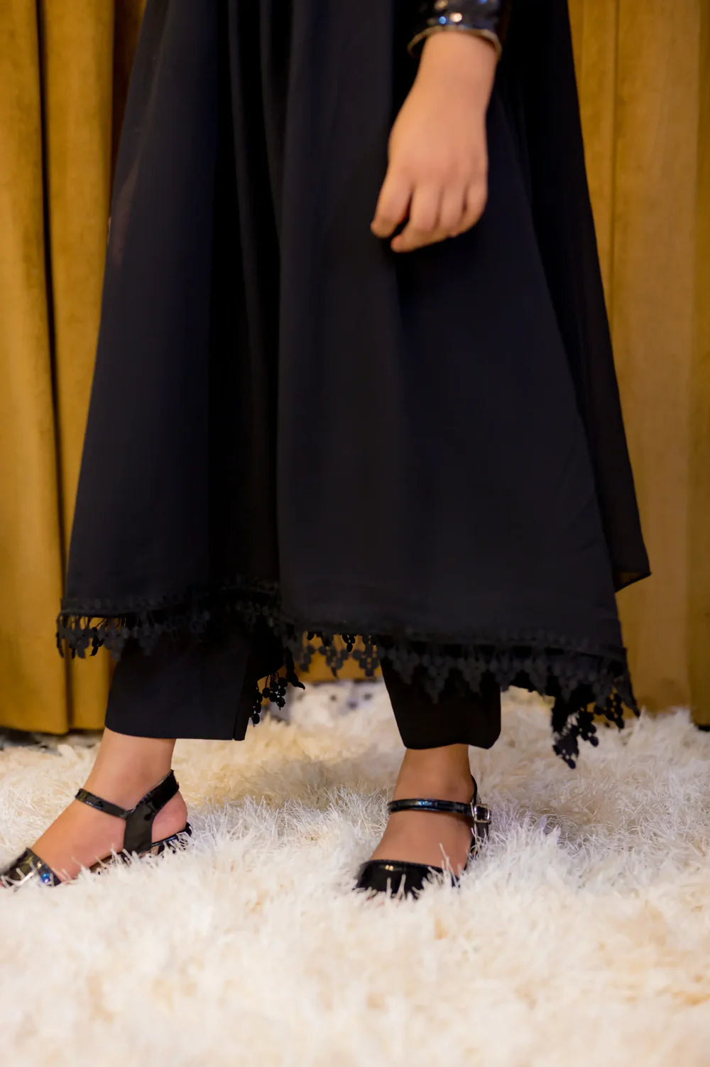 Black Georgette Frock With Sequence Work - Shadeforteen