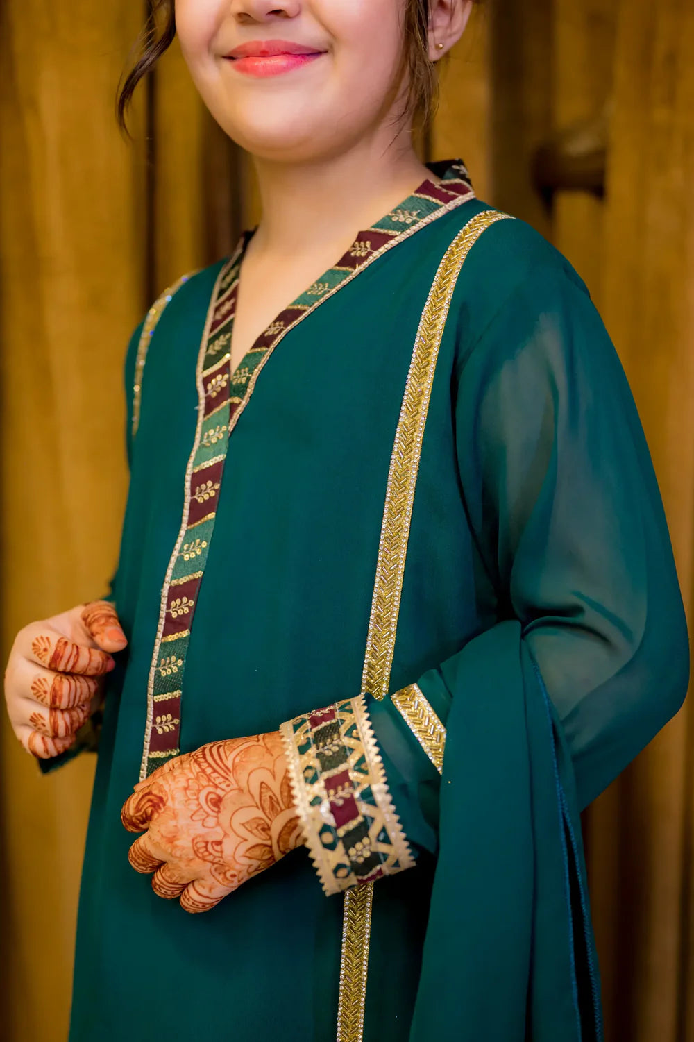 Bottle Green Georgette Suit - Shadeforteen
