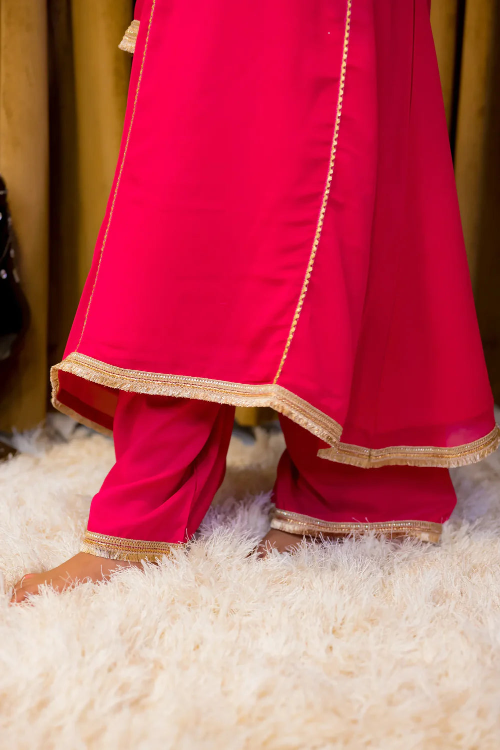 Magenta Georgette 3 Piece Suit - Shadeforteen