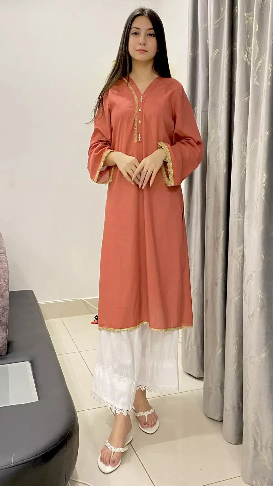 Sleek & Breathable Cotton Fabric Kurti  1 Piece