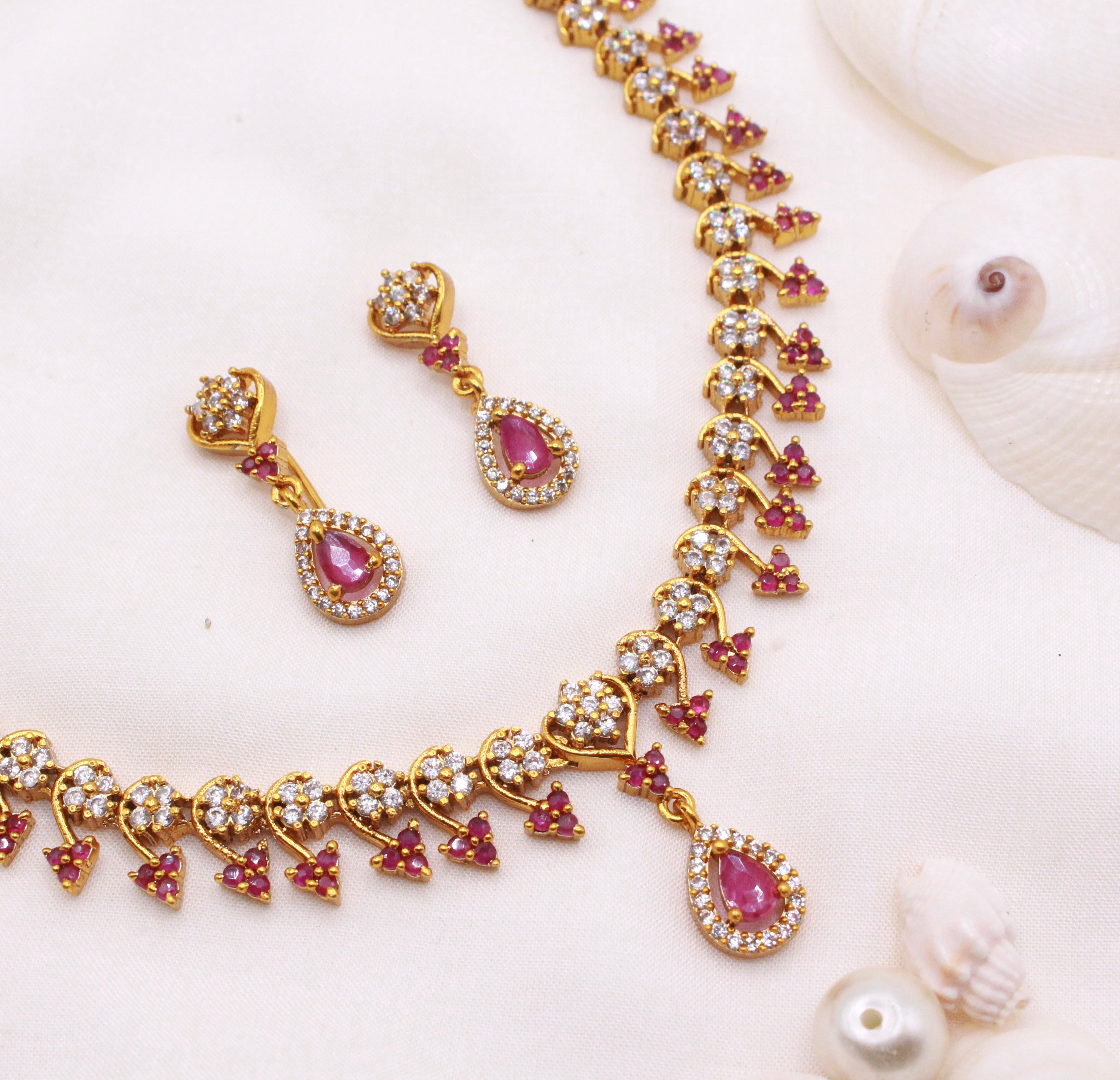 Diamond Designer Red Set - Aloro Jewels