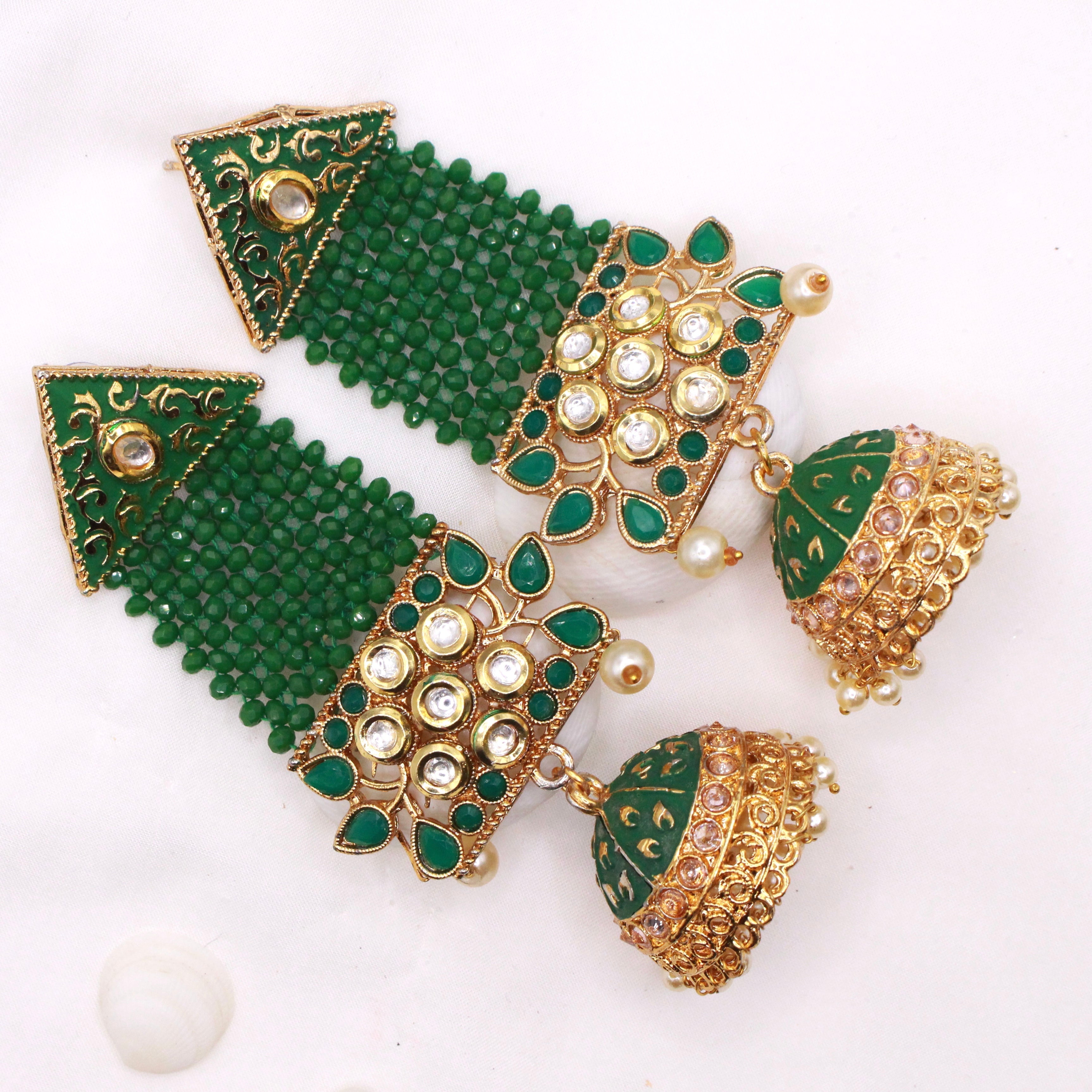 Long Stone Jhumke - Aloro Jewels