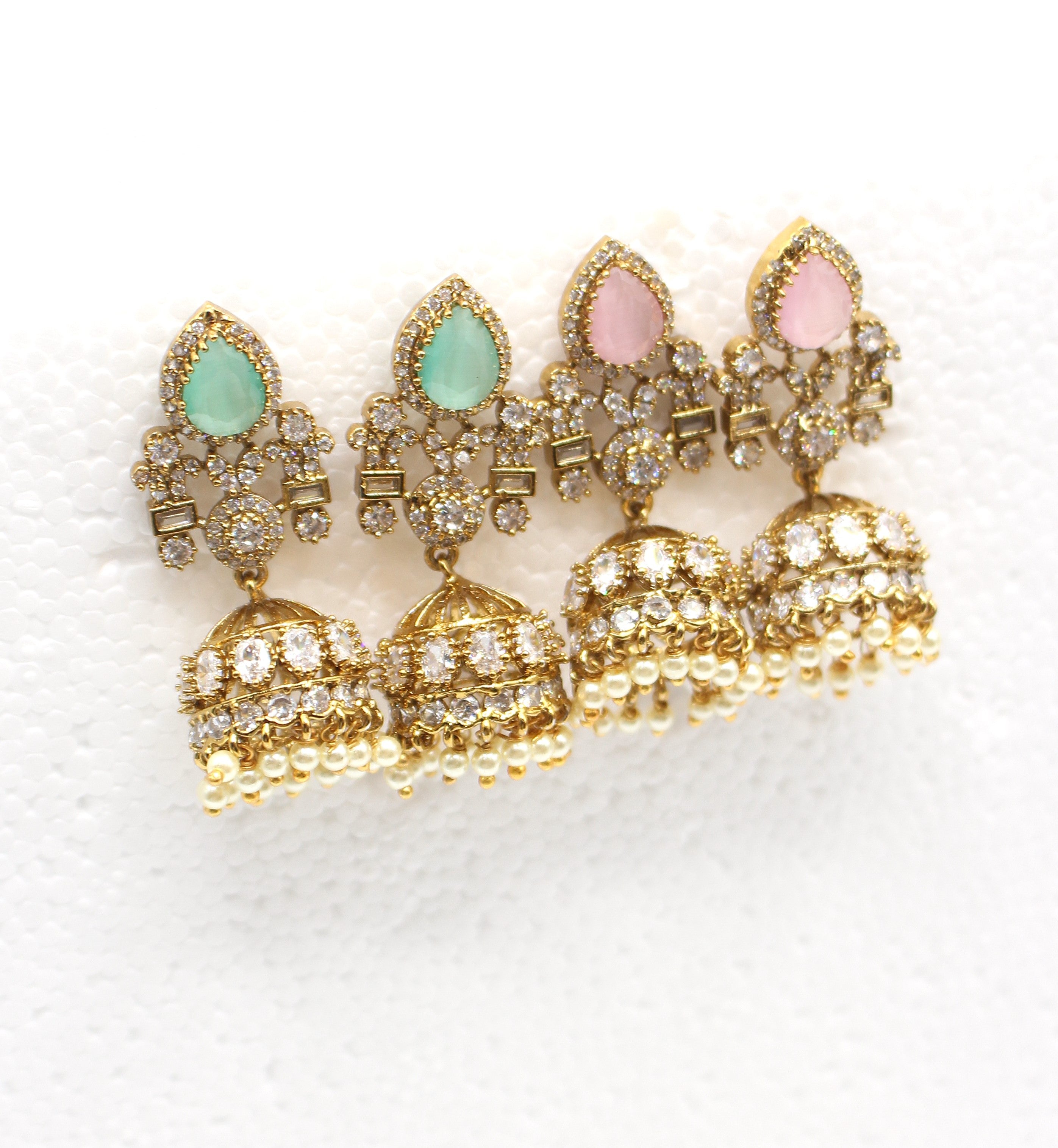 Mossinate Diamond Jhumki - Aloro Jewels