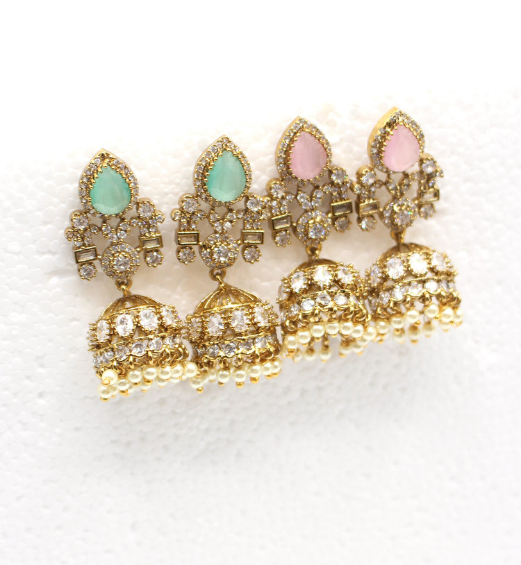 Mossinate Diamond Jhumki - Aloro Jewels