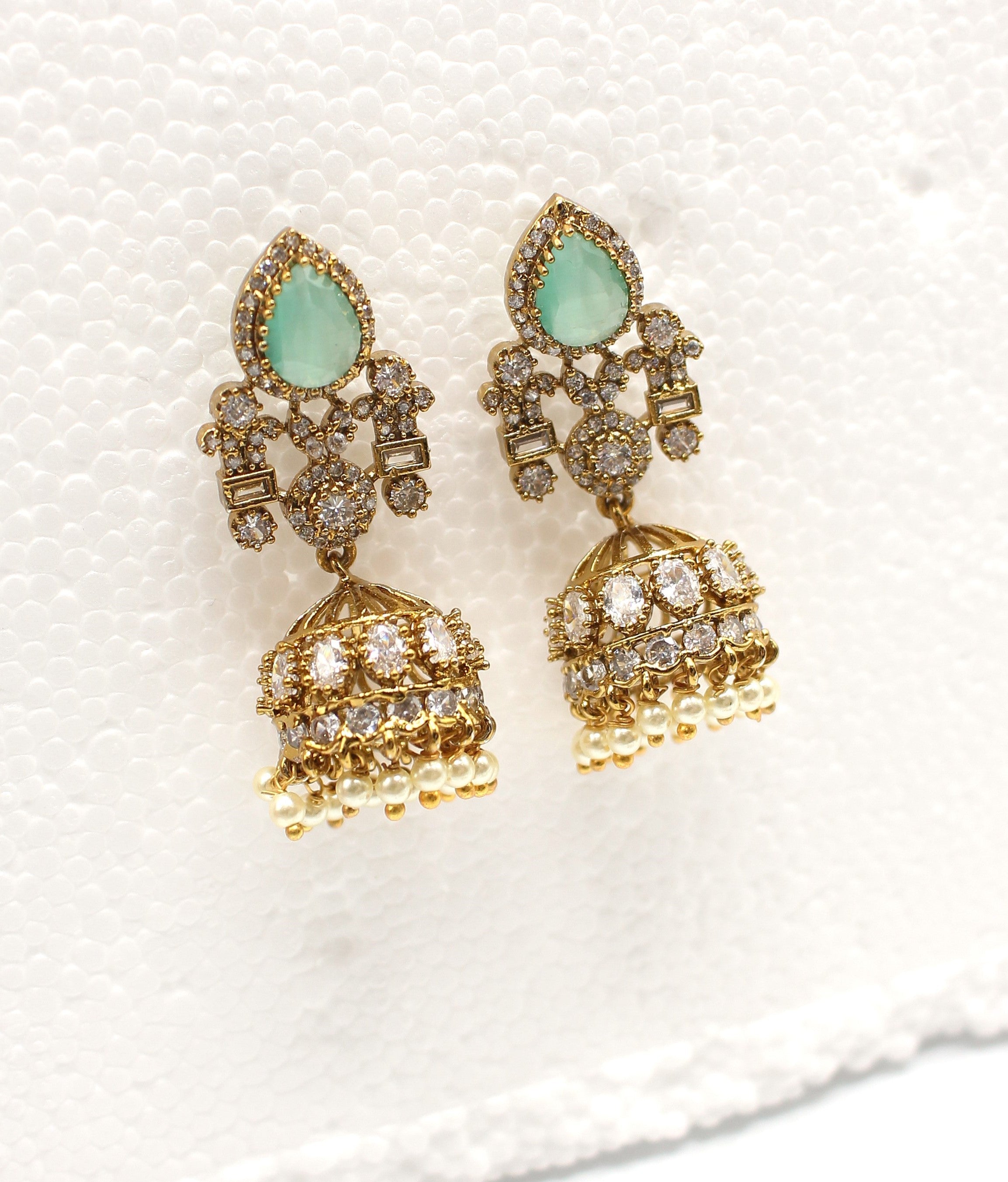 Mossinate Diamond Jhumki - Aloro Jewels