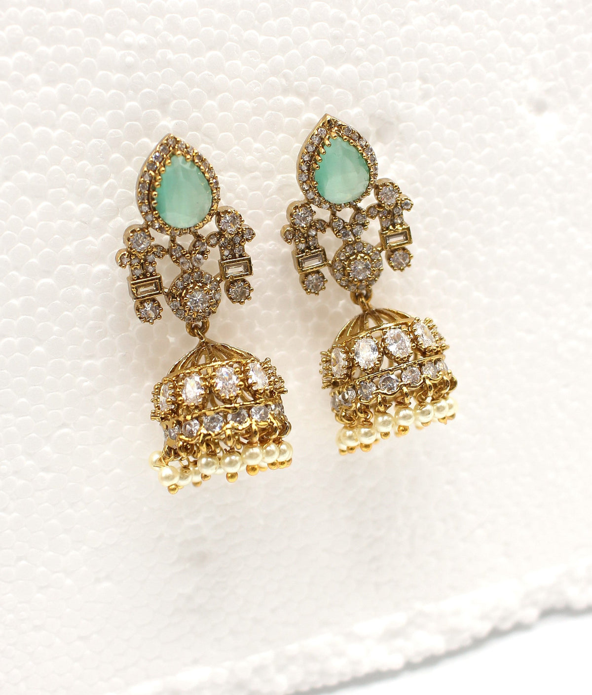 Mossinate Diamond Jhumki - Aloro Jewels