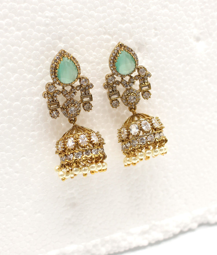 Mossinate Diamond Jhumki - Aloro Jewels