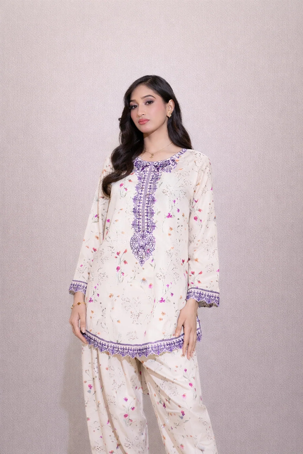 Embroidered Co-Ord Set With Farshi Shalwar - Urban Cut
