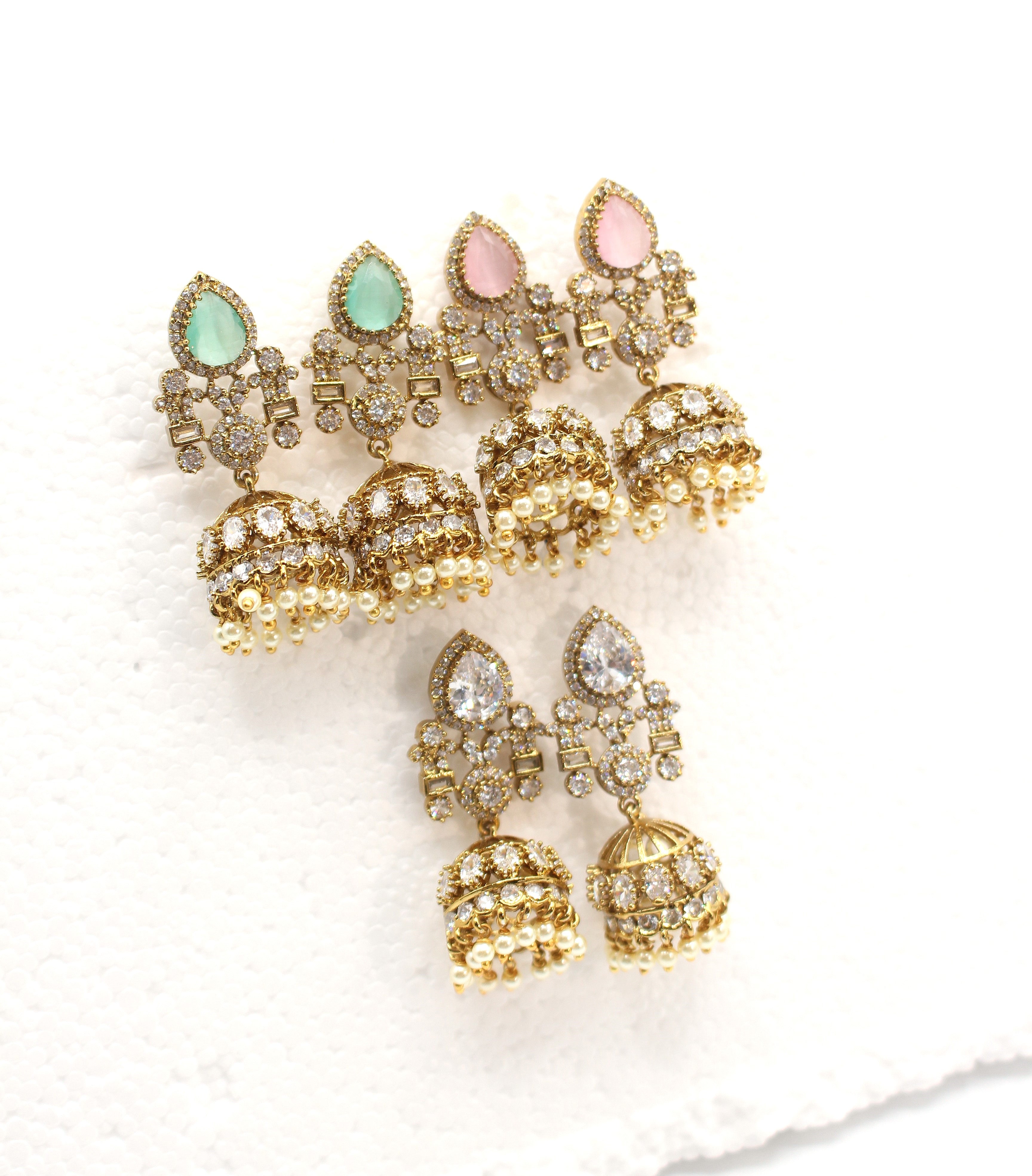 Mossinate Diamond Jhumki - Aloro Jewels