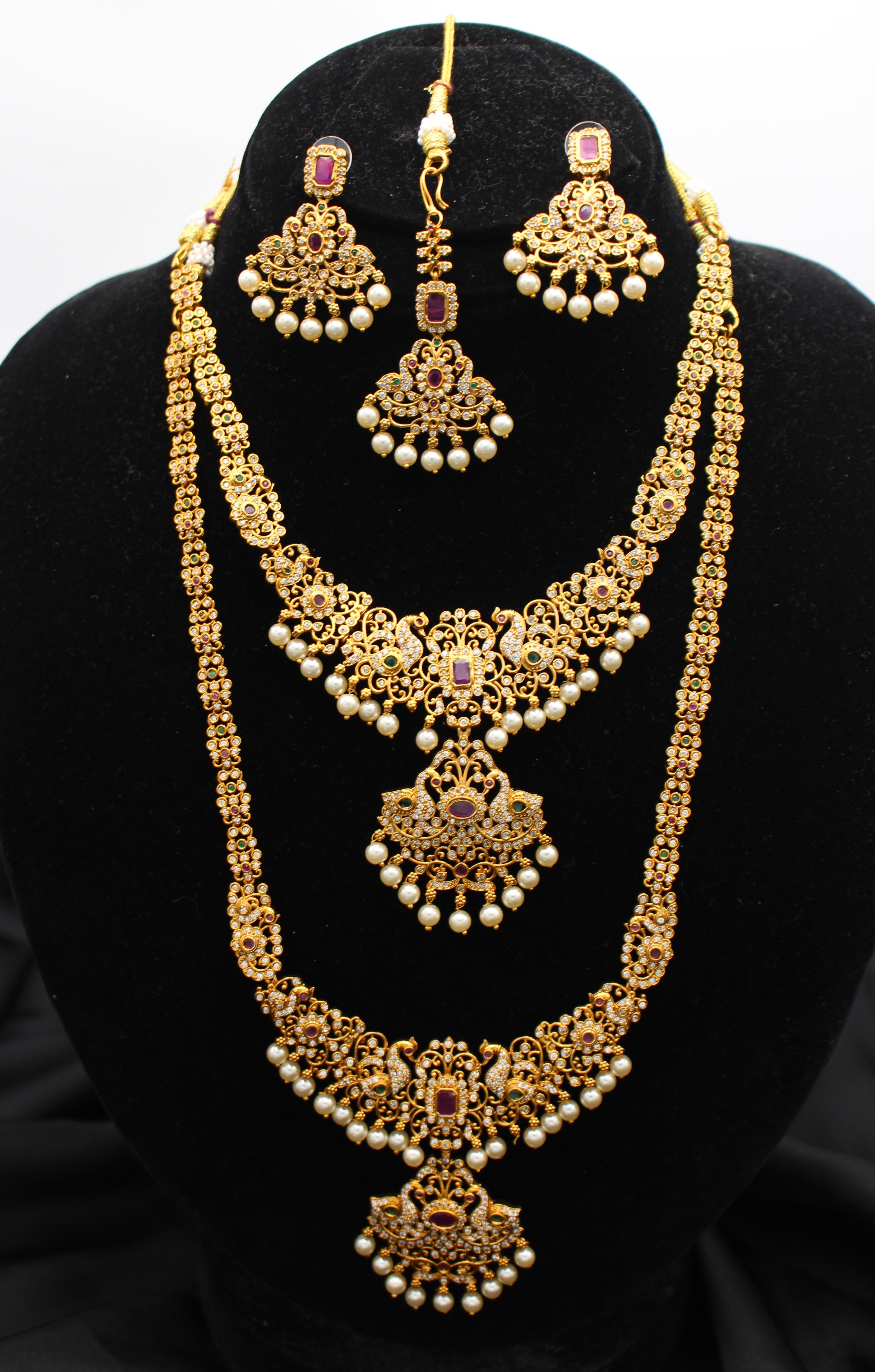 Bridal Jadau Combo Set With Bindi - Aloro Jewels