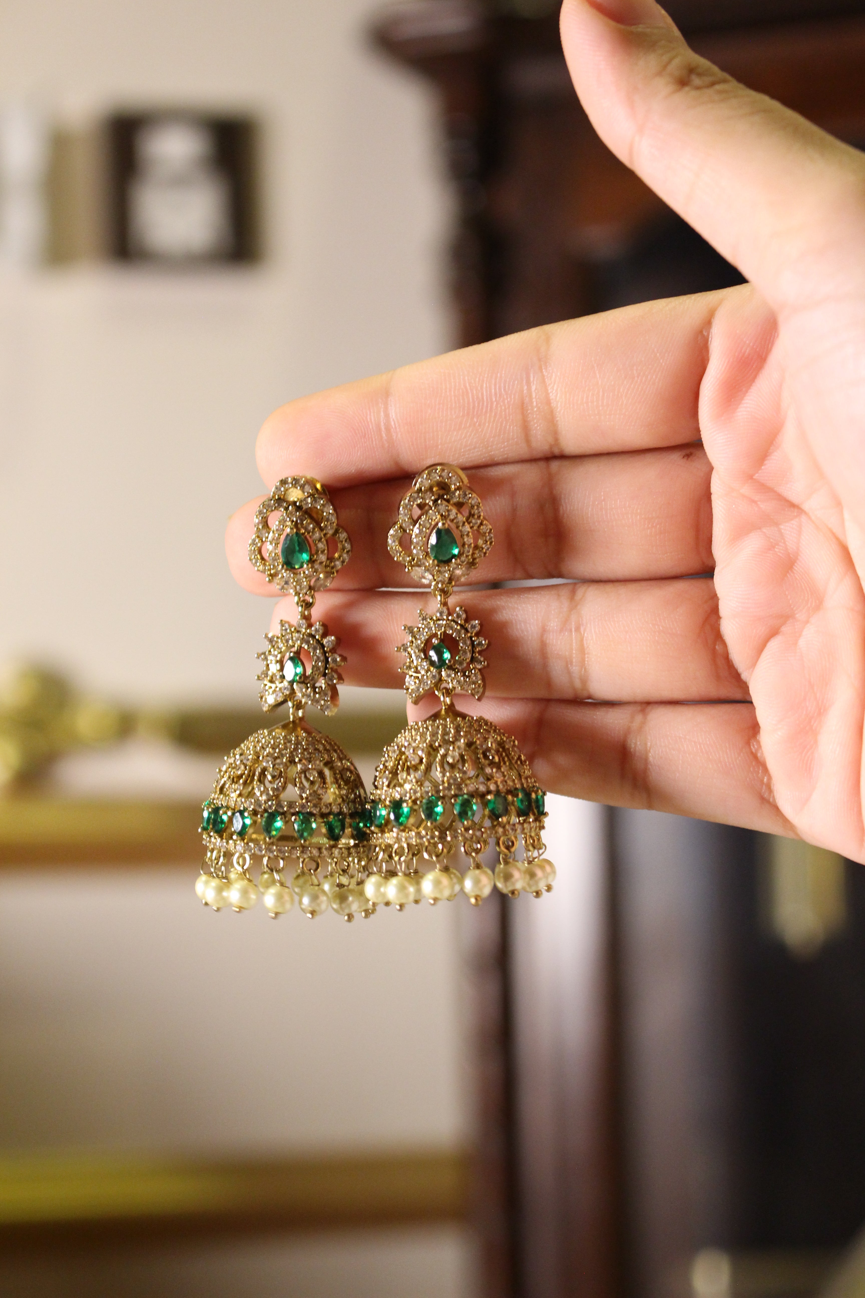 Diamond Style Statement Jhumki - Aloro Jewels