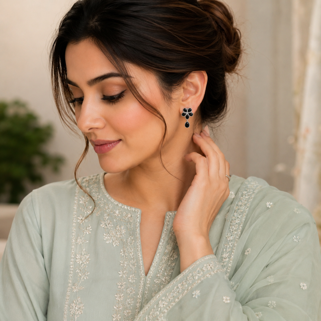 Floral Drop Earrings - Zaroon