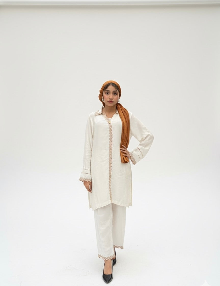 EST-028 Ivory - Co ord set - SYAH