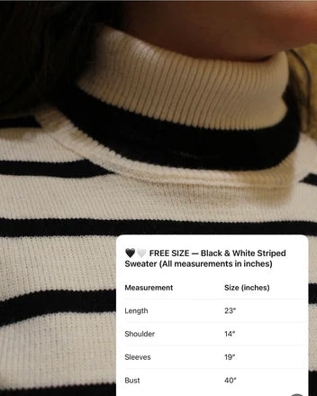 High-Neck Striped Knit Sweater - Velora