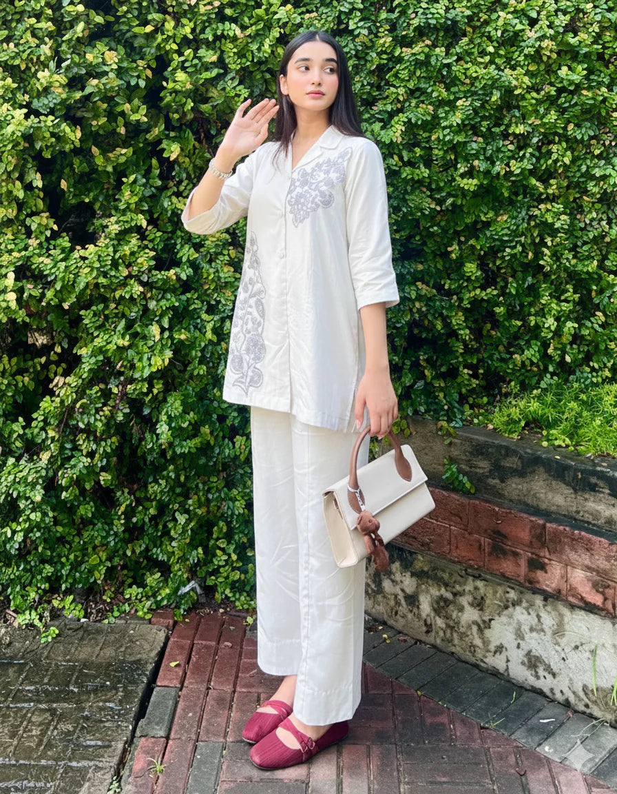 Embroidered Cotton 2-Piece Co-Ord Set