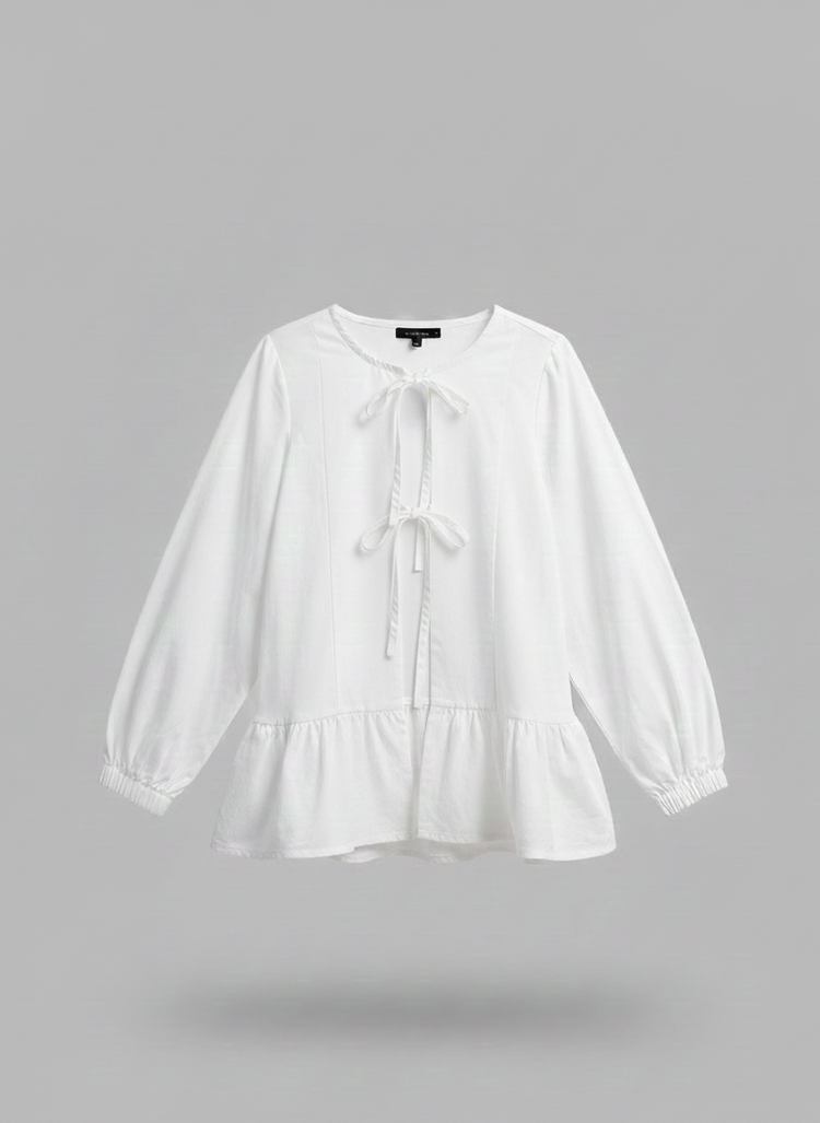 White Cotton Peplum Shirt - Urban Cut