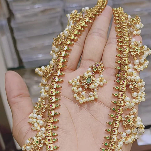 Gold Plated Jadau Mala - Aloro Jewels