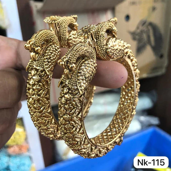 Gold Plated Peacock Rajwadi Kangan - Aloro Jewels