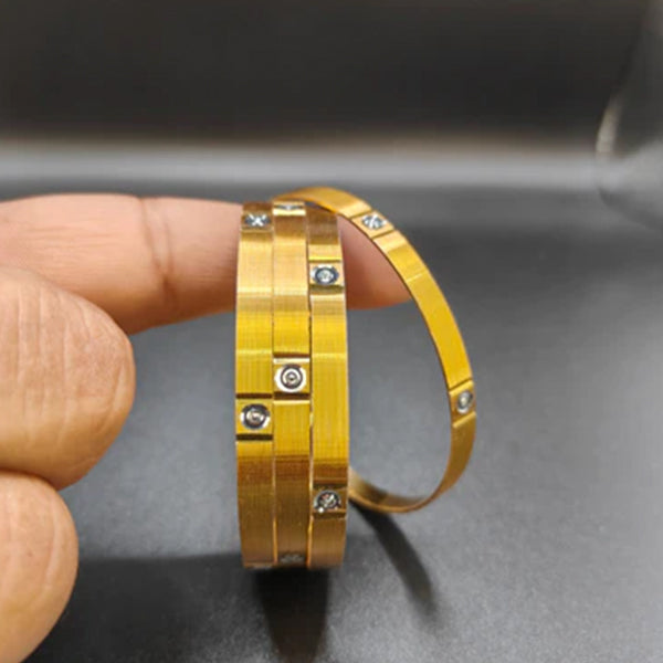 Gold Plated Statement Bangles - Aloro Jewels