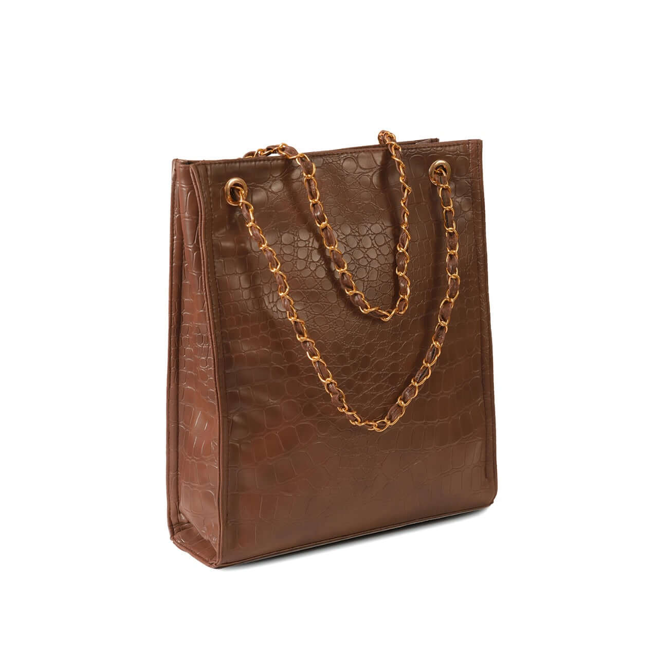 Long Brown Crocodile Tote Bag - Bag X