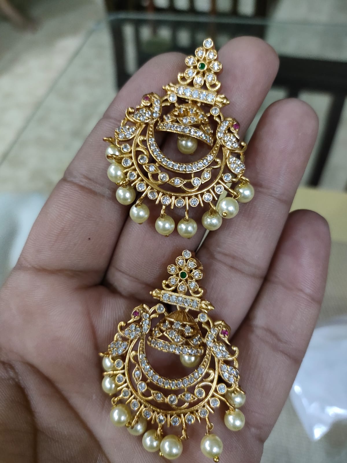 Matt Finish Chandbali Earrings - Aloro Jewels