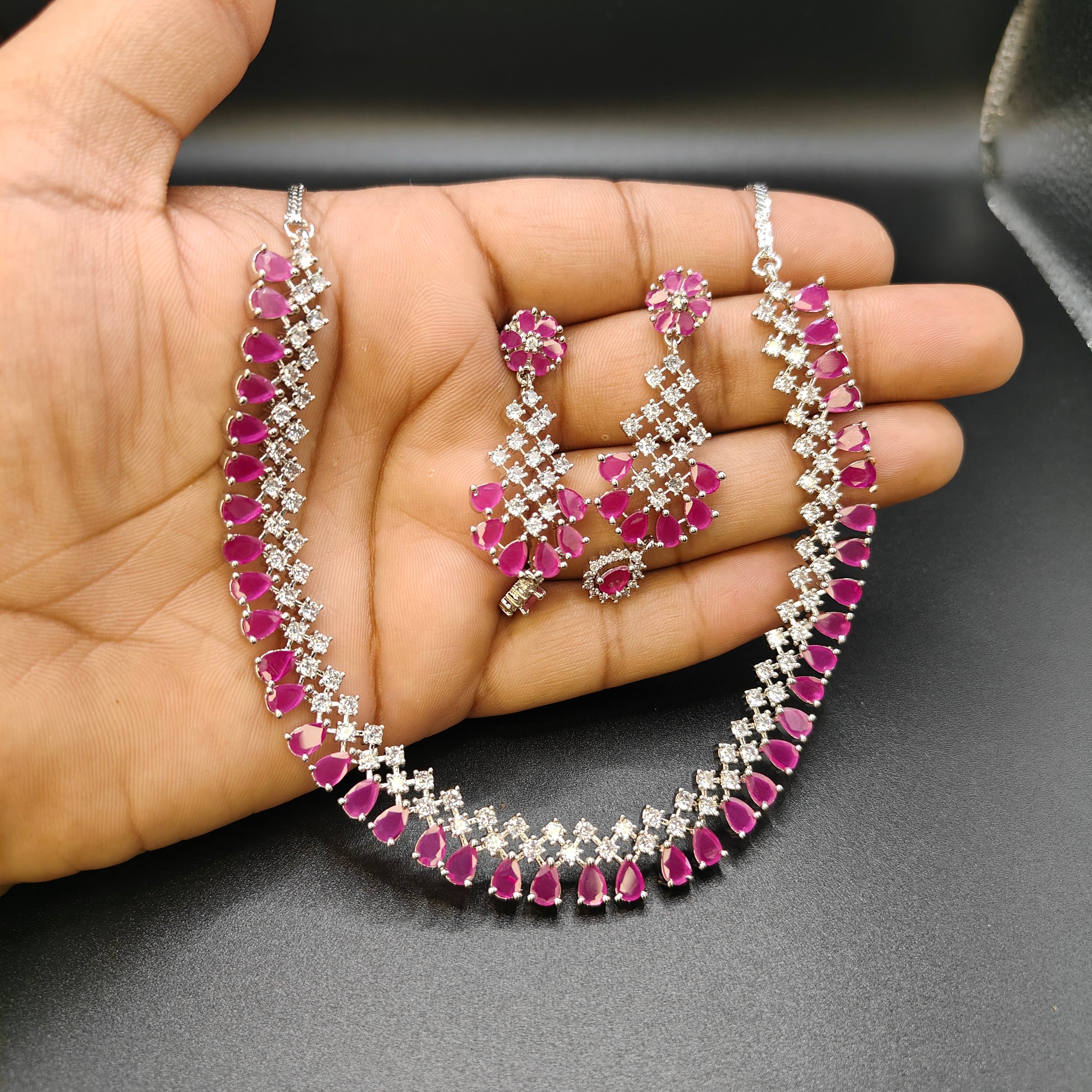 Diamond Necklace With Rubies - Aloro Jewels