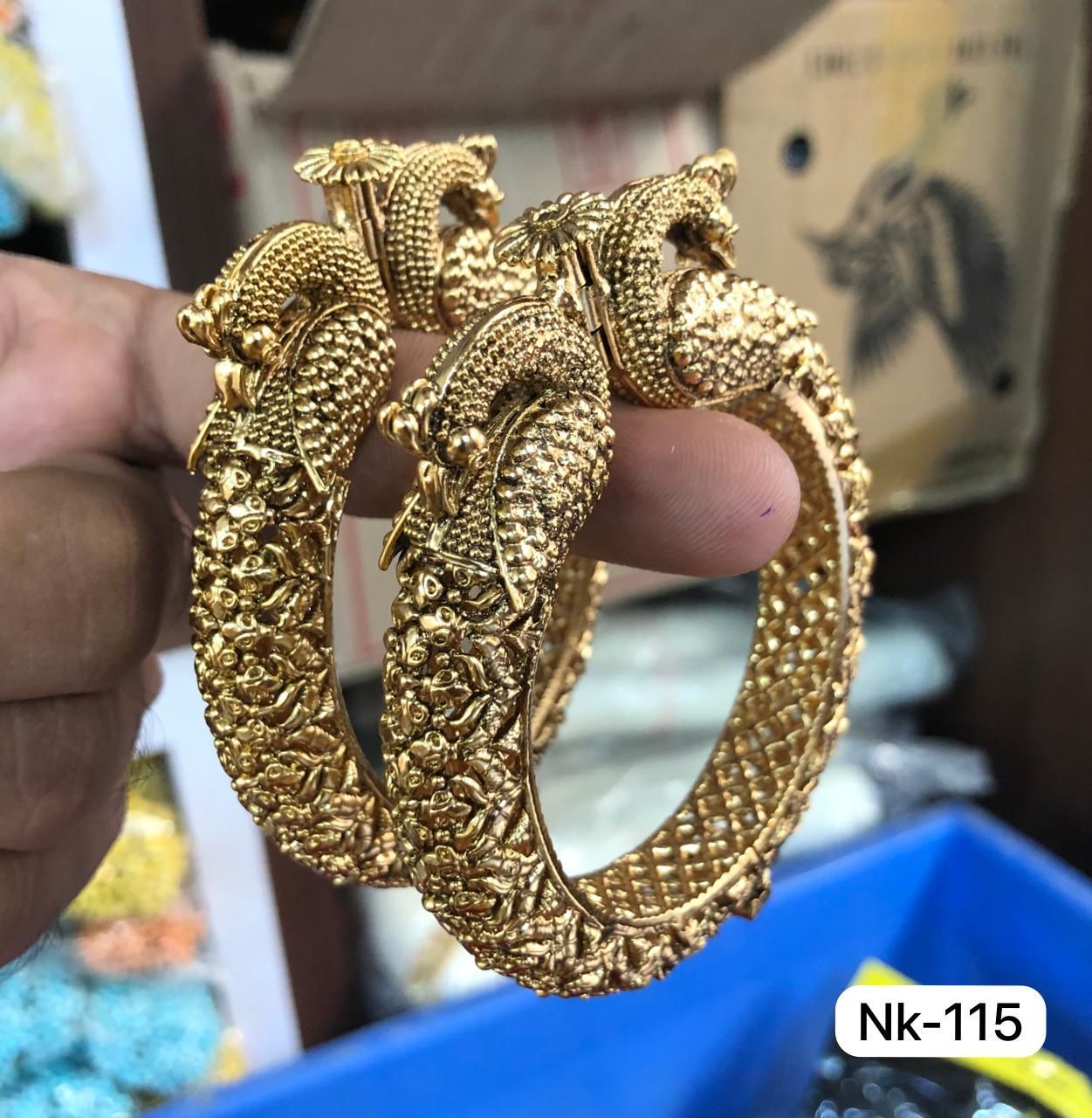 Gold Plated Peacock Rajwadi Kangan - Aloro Jewels