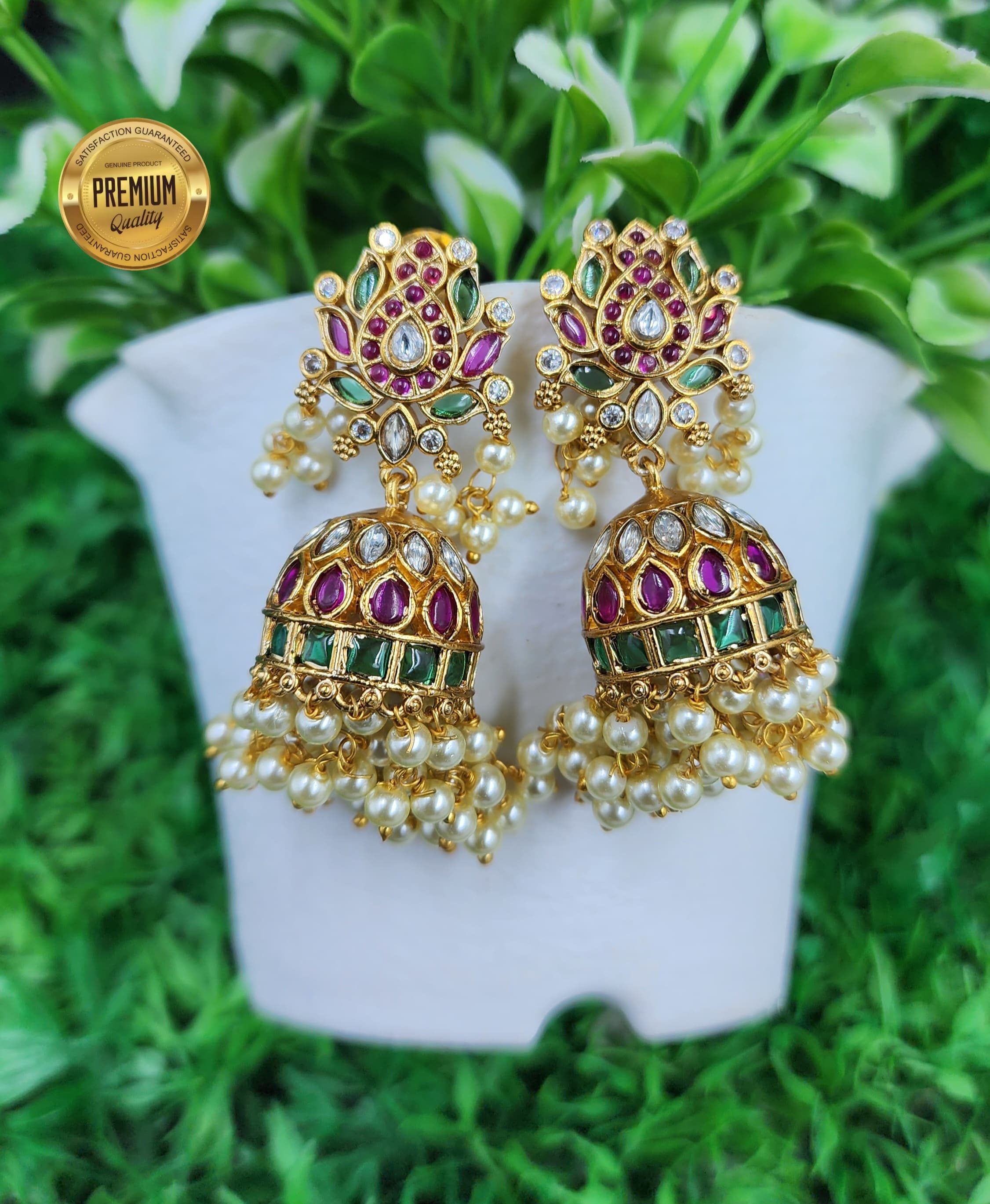 Kanwal Jhumkay Lotus Design Earrings - Aloro Jewels