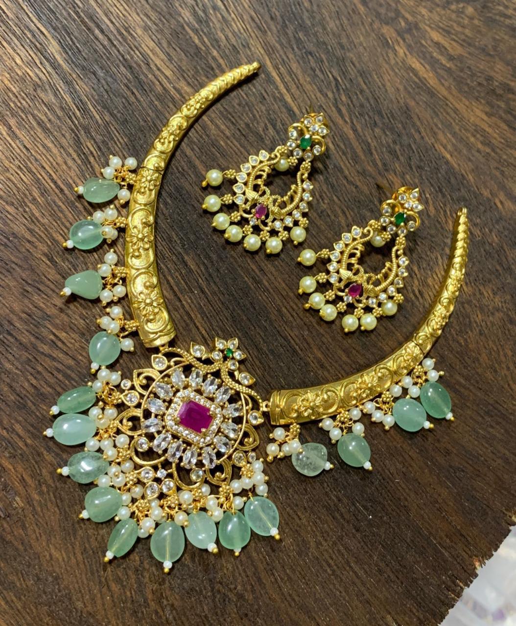 Gold Plated Hasli Necklace - Aloro Jewels