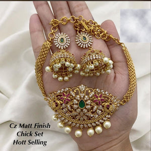 Gul Choker Necklace With Jhumki - Aloro Jewels