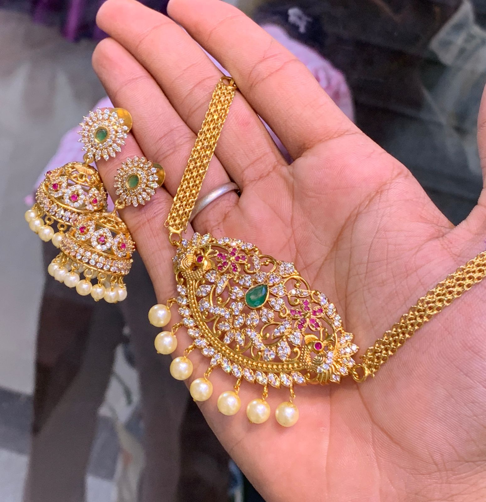 Gul Choker Necklace With Jhumki - Aloro Jewels