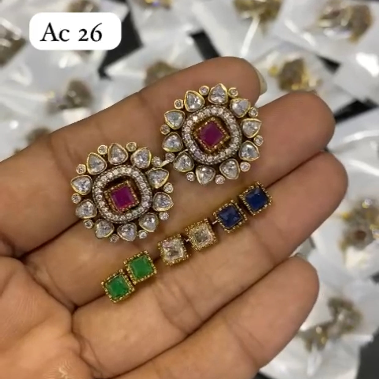 4 In 1 Kundan Stud Earrings - Aloro Jewels